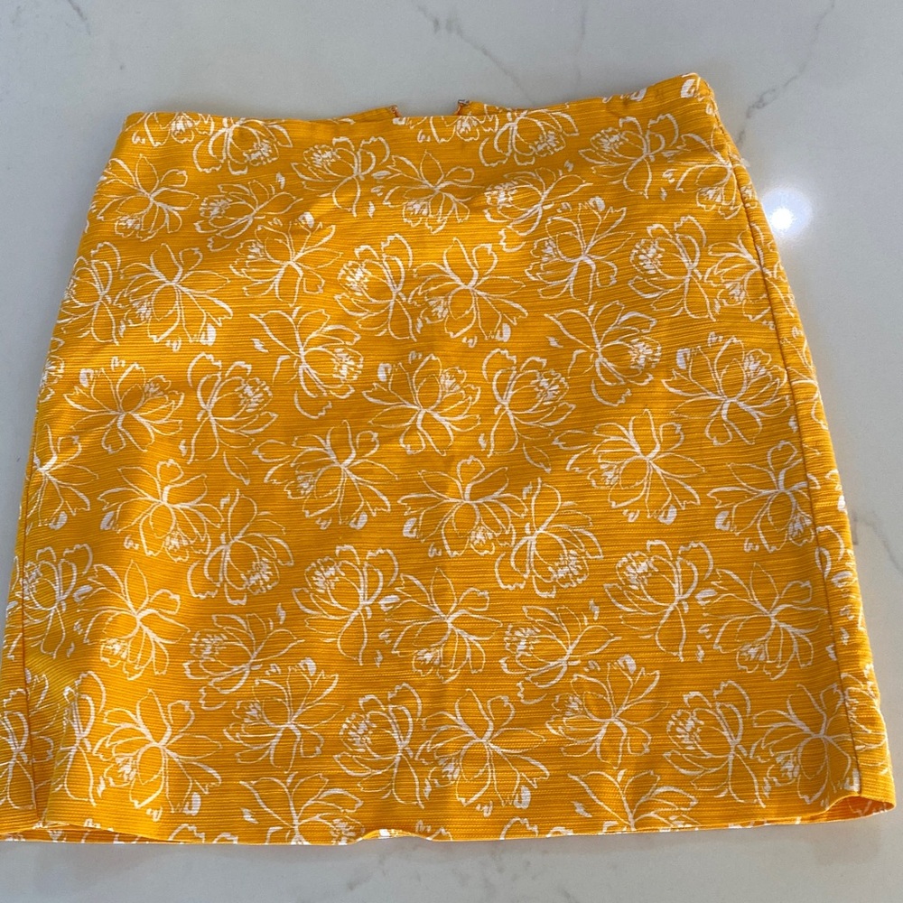 Ann Taylor Yellow Floral Mini Skirt